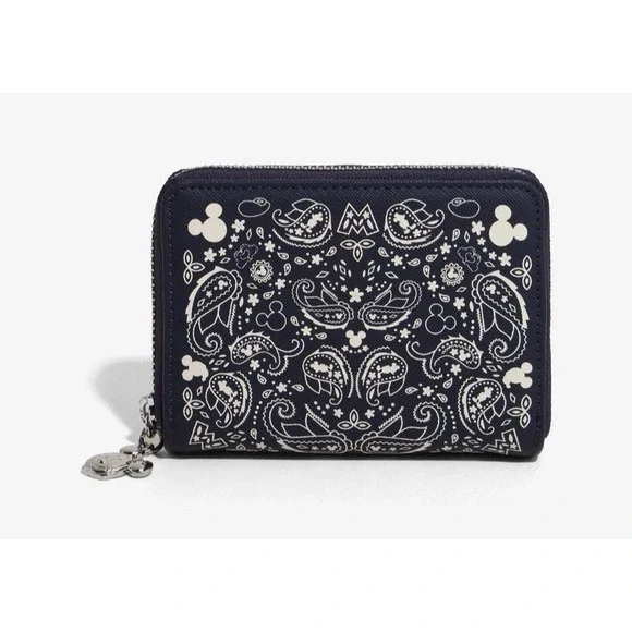 Loungefly Disney‎ Mickey Mouse Bandana Patterned Convertible Backpack & WALLET!